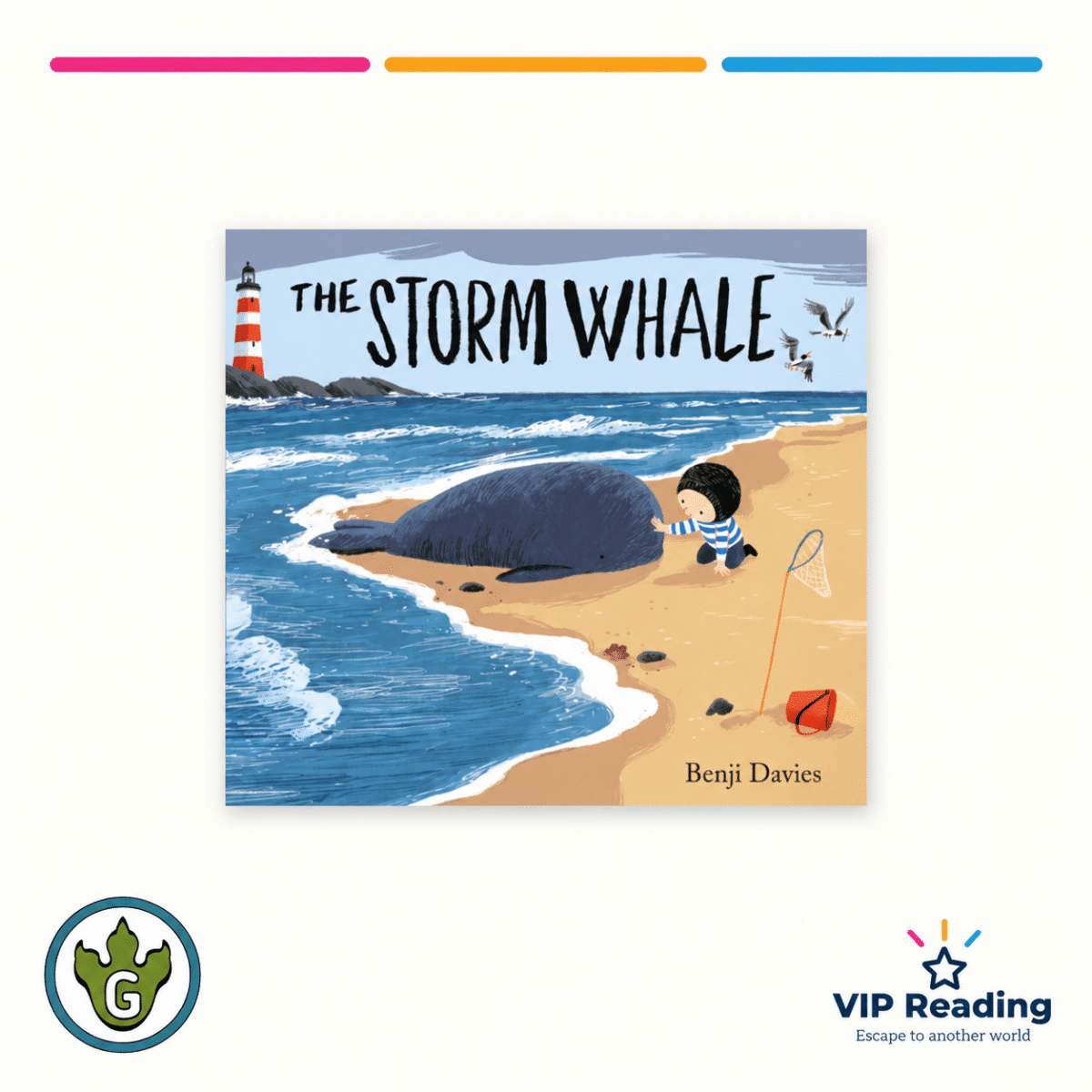 The Storm Whale paperback on the VIP Reading and Grammarsaurus template