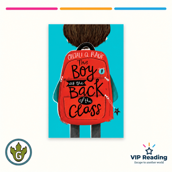 The Boy at the Back of the Class paperback on the VIP Reading and Grammarsaurus template
