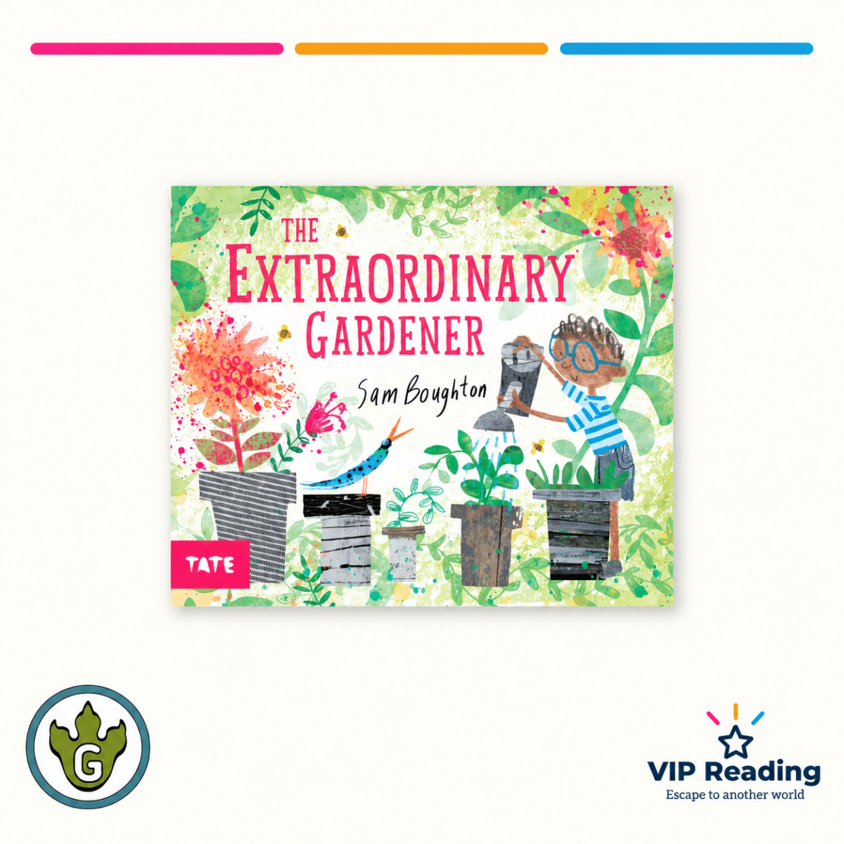 The Extraordinary Gardener by Sam Boughton on the VIP Reading Grammarsaurus ivory template