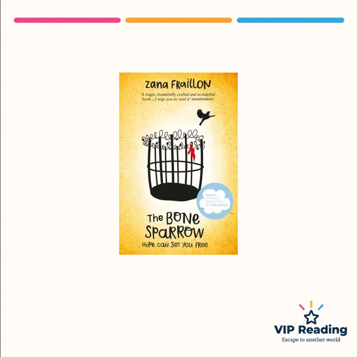 The Bone Sparrow — ISBN 9781510101555 — original book cover on the VIP Reading ivory template