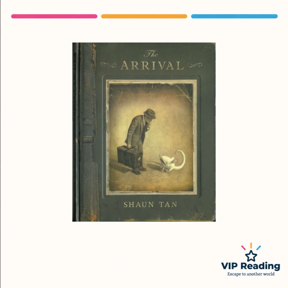 The Arrival book cover on the VIP Reading template