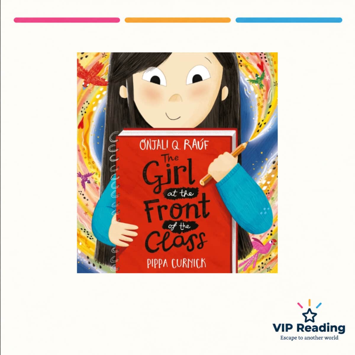 The Girl at the Front of the Class book cover on the VIP Reading template