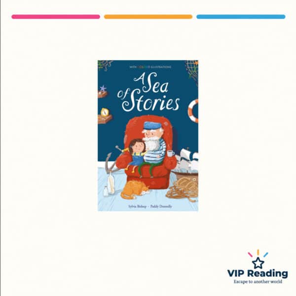 A Sea of Stories book cover on the VIP Reading template
