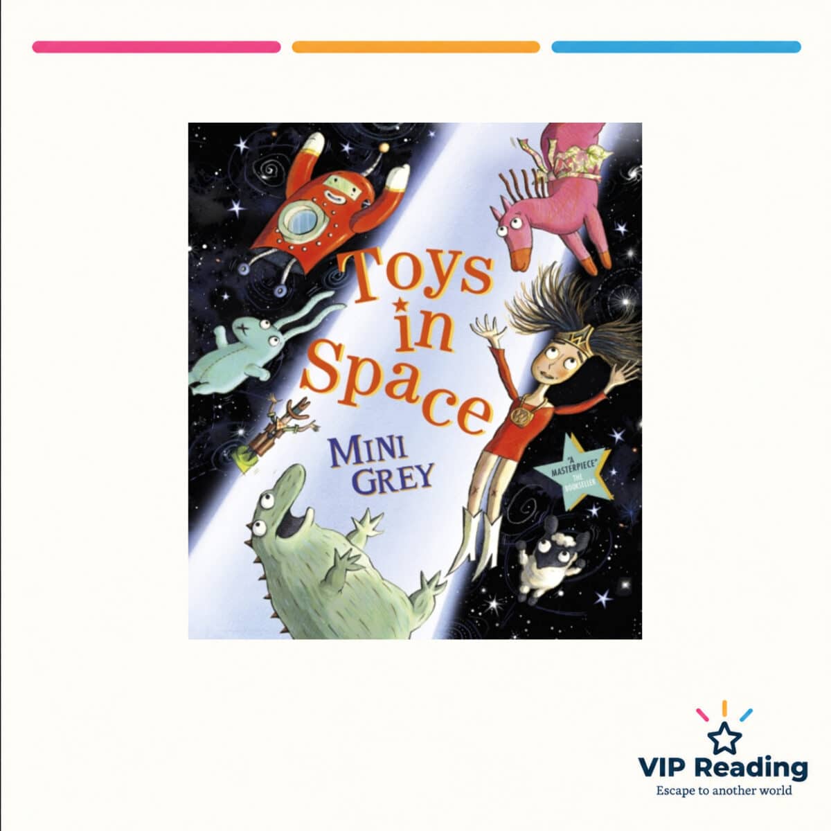 Toys In Space book cover on the VIP Reading template